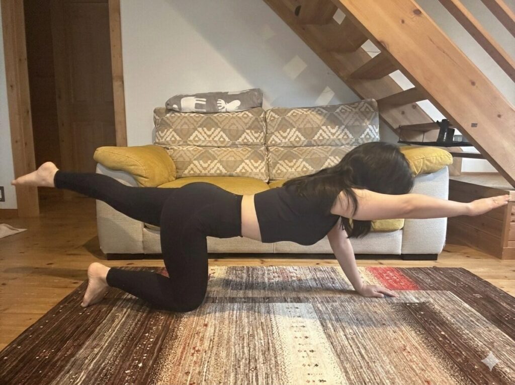 反り腰改善トレーニングのバードドッグ